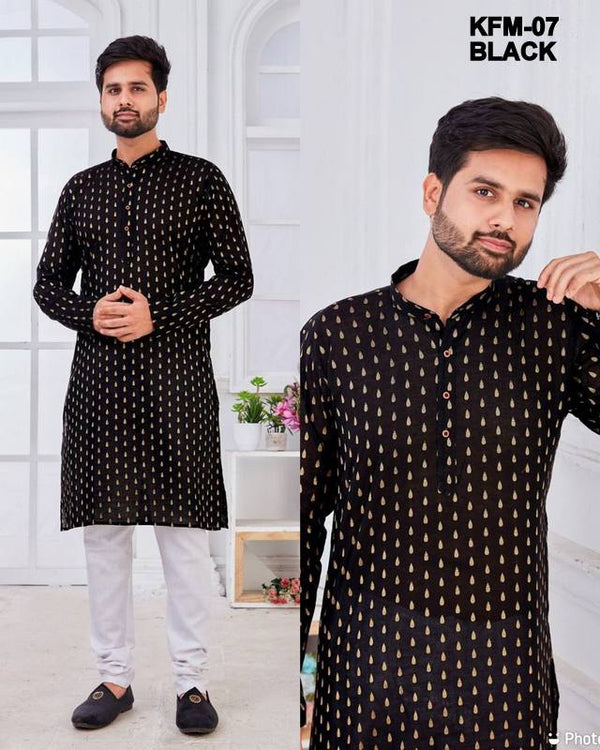 Festive Flair Men's Foil Print Kurta and Pant XS TO 10XL