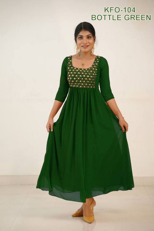 Graceful Embroidery Georgette Gown Design XS TO 10XL