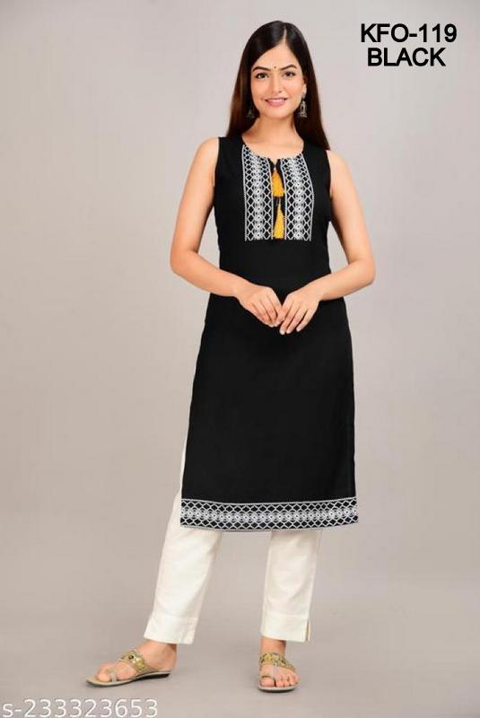 Elegant Threads Pure Cotton Embroidered Kurti XS TO 10XL