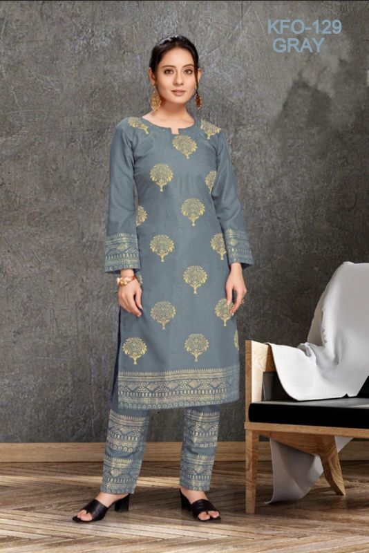 Sophisticated Sparkle Foil Print Kurti and Pant Set XS TO 10XL